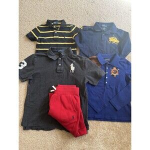 Lot of 6 boys Sizes 5-7 Medium polo ralph lauren shirts Hoodie Jogger Big Pony
